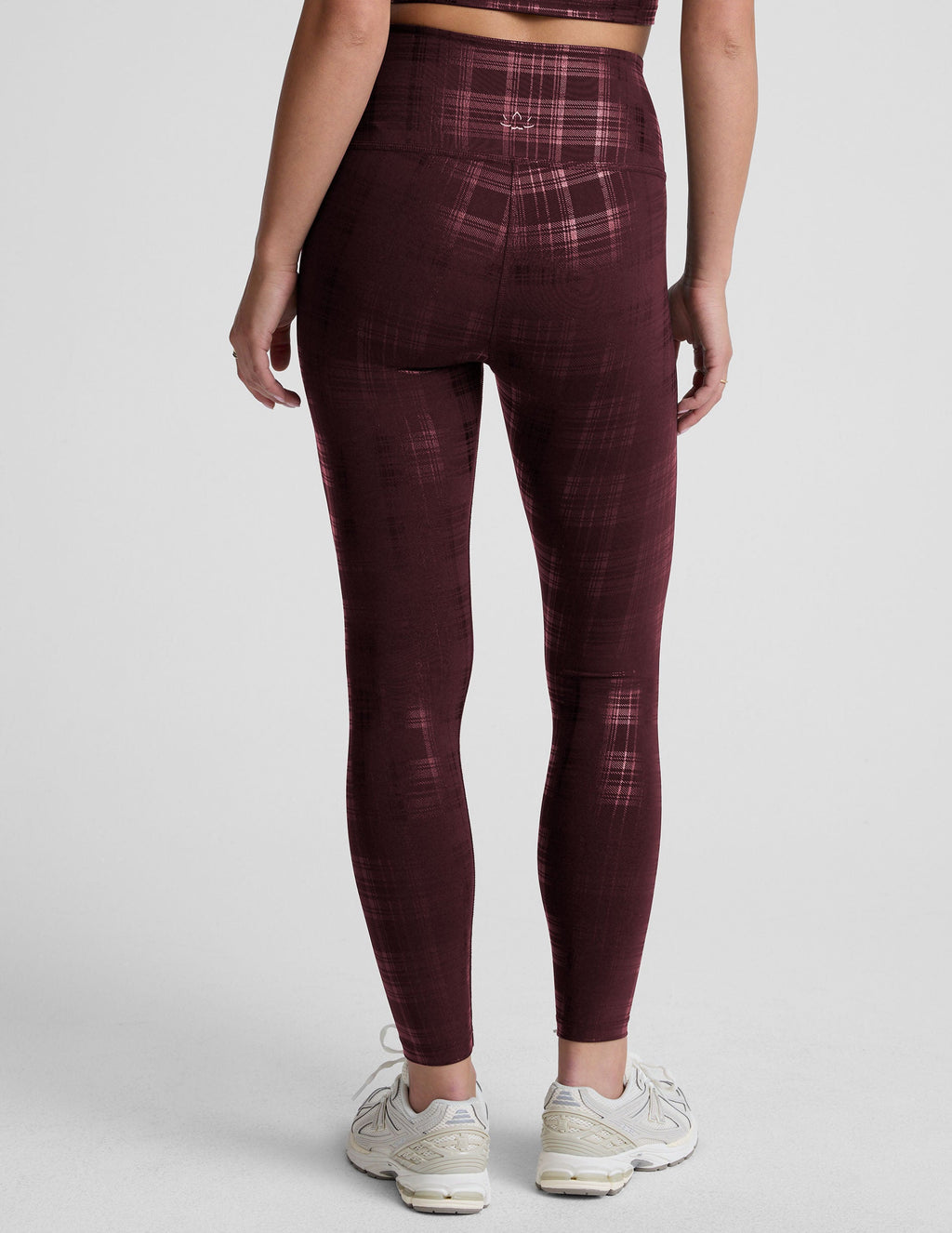 Plaid Foil Burgundy High Waisted Midi Legging