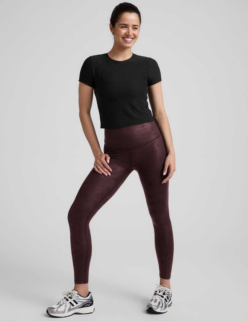 Leatherette High Waisted Midi Legging