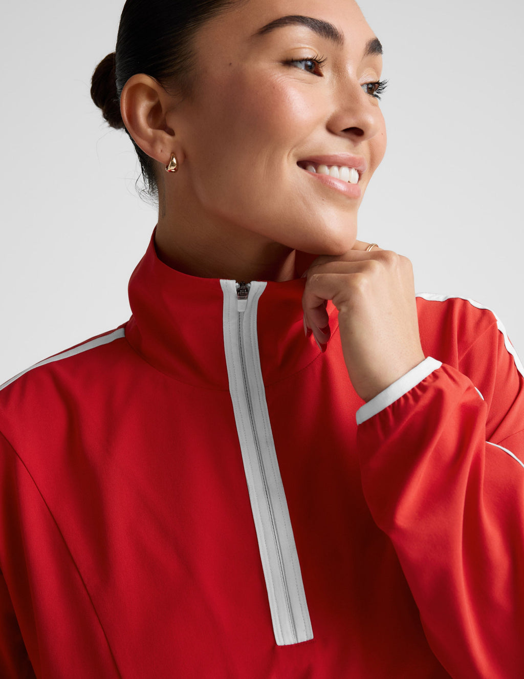Stretch Woven Course Contrast Half Zip Pullover
