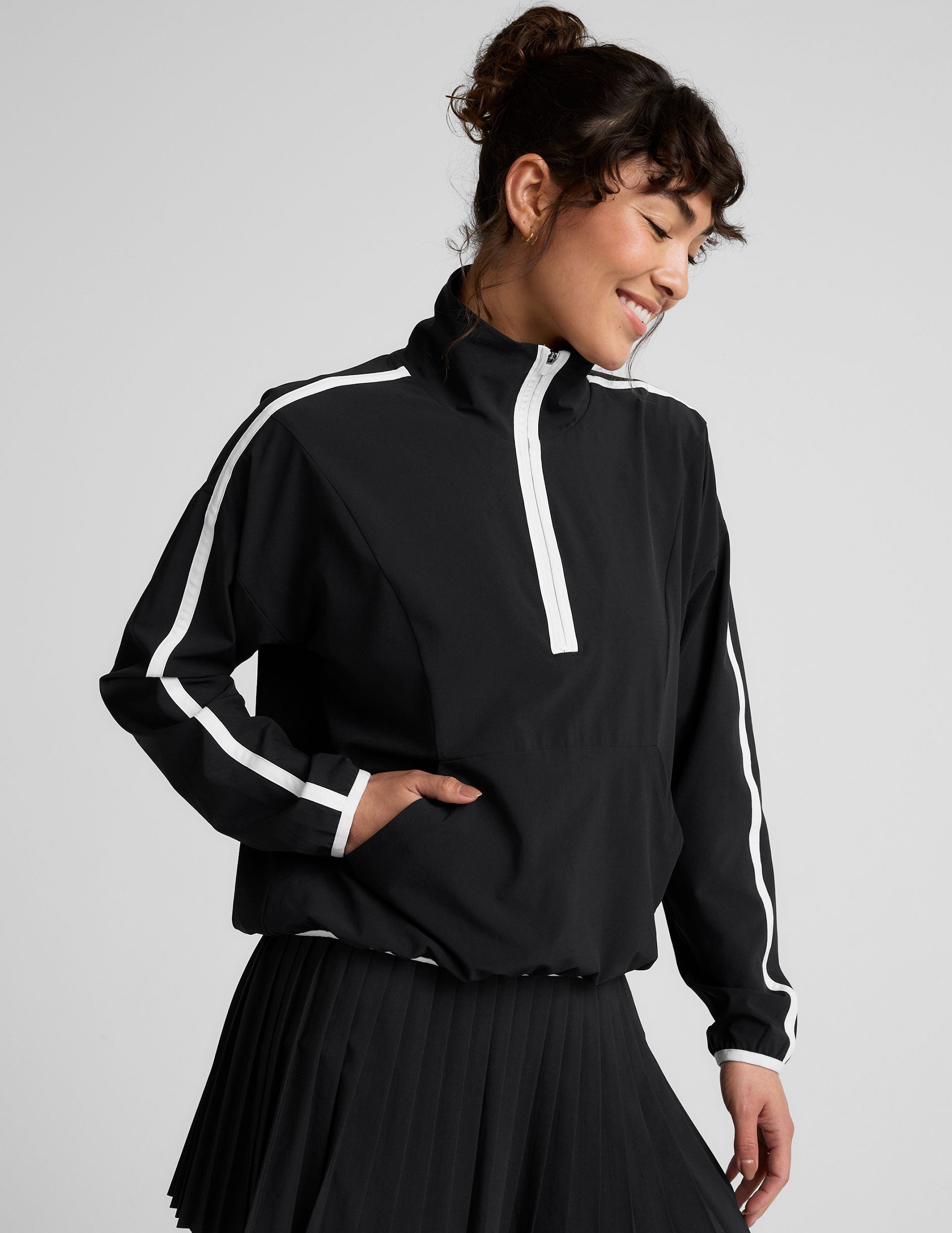 Stretch Woven Course Contrast Half Zip Pullover