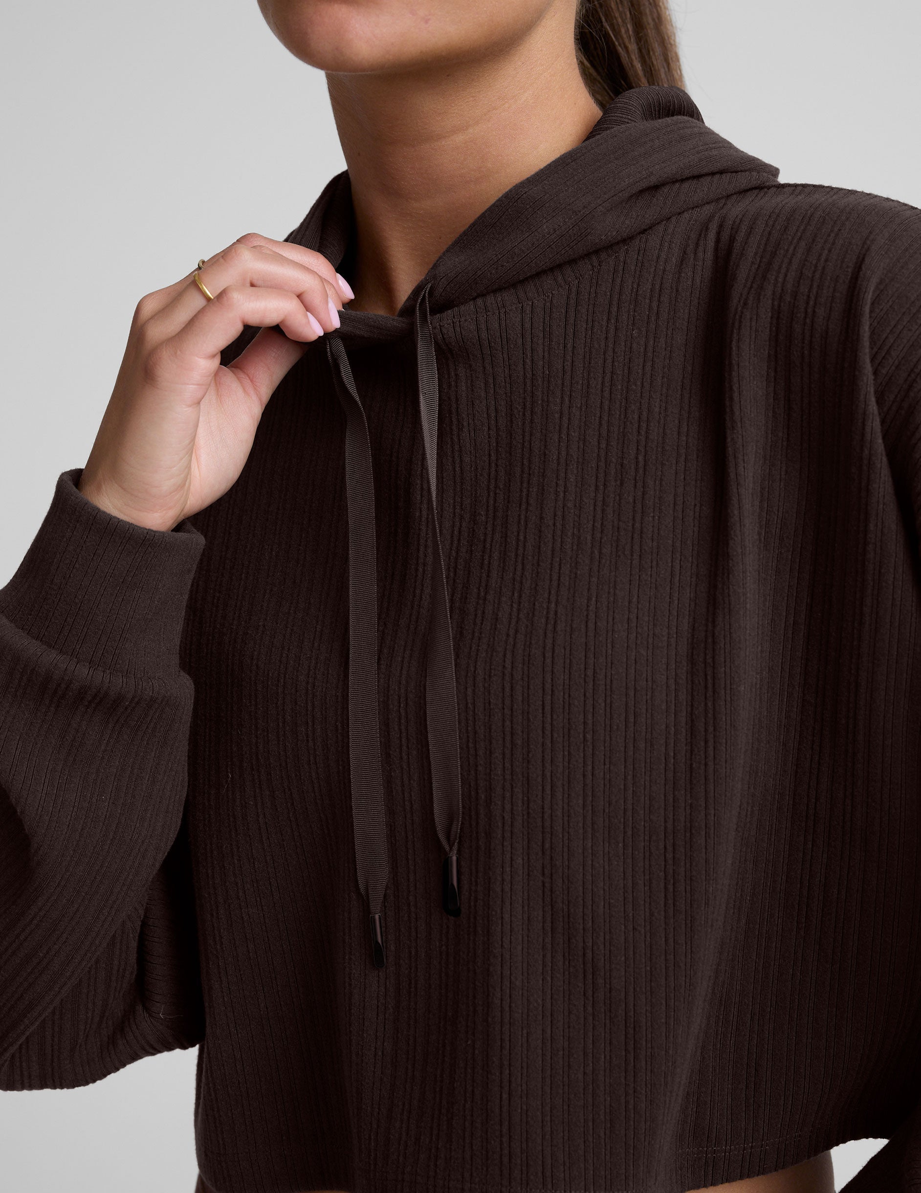 Breathe Easy Ribbed Cropped Hoodie